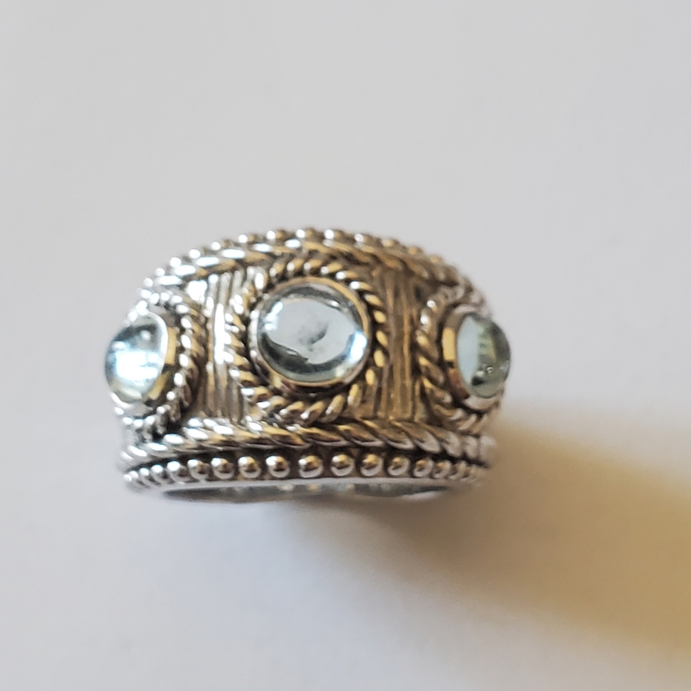 Judith Ripka Sterling And Blue Topaz Ring, Sz 6.5 - Picture 4 of 9